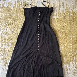 Chic Black Button-Front Midi Dress